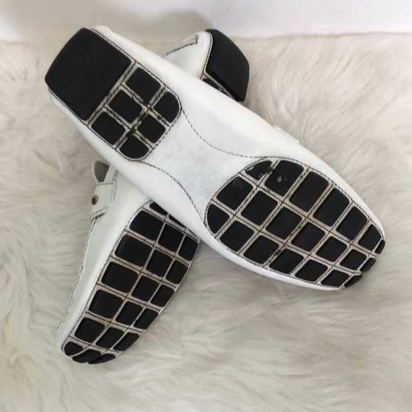 Louis Vuitton Mens White Leather Slip-On Low Top Loafer Shoes Size 13 - Picture 6 of 8